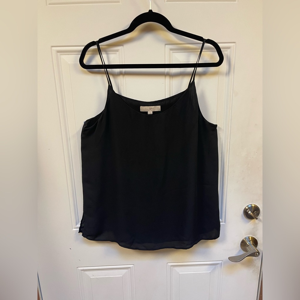 LOFT Black Spaghetti Strap Cami Tank Top Double Layered Material